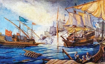 Seydi Ali Reis’in Portekizlerle yaptığı mücadeleyi tasvir eden tablo