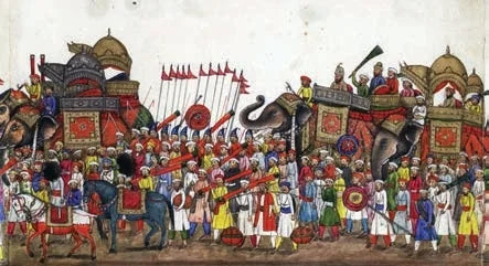 Babür hükümdarı Bahadır Şah’ın bayram alayını tasvir eden resim